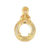Brass Micro Pave Clear Cubic Zirconia Pendant Cabochon Settings