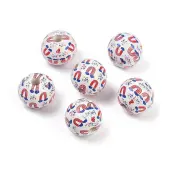 Independence Day Theme Wood European Beads