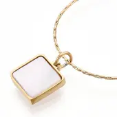 Ion Plating(IP) Shell Square Pendant Necklaces
