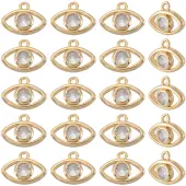 20Pcs Brass Micro Pave Cubic Zirconia Charms