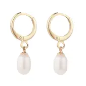 Natural Pearl Beads Drop Huggie Hoop Earrings for Women
