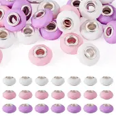 30Pcs Spray Painted Faceted Resin European Beads