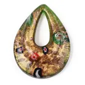 Handmade Gold Sand Lampwork Big Pendants