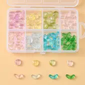 80Pcs 8 Styles Spray Painted Transparent Glass Beads