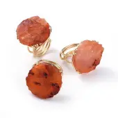 Adjustable Natural Rough Raw Carnelian Finger Rings