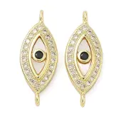 Brass Micro Pave Clear and Black Cubic Zirconia Eye Connector Charms