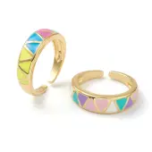 Brass Enamel Cuff Rings