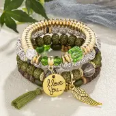 Boho Style Wood Beaded Stretch Bracelet Sets for Women