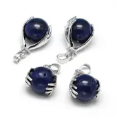 Palm Platinum Plated Brass Synthetic Blue Goldstone Pendants