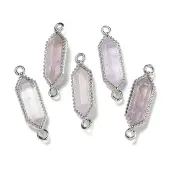 Natural Amethyst Faceted Double Terminal Pointed Hexagon Connector Charms