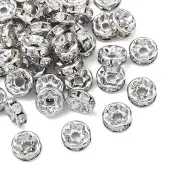 Brass Micro Pave Clear Cubic Zirconia Spacer Beads