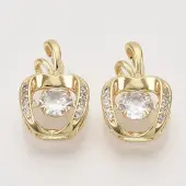 Brass Micro Pave Clear Cubic Zirconia Pendants