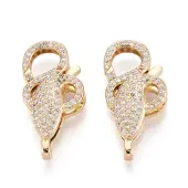 Brass Pave Clear Cubic Zirconia Lobster Claw Clasps