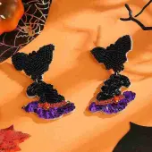 Bat Hat Glass Bead Stud Earrings