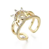 Brass Micro Pave Clear Cubic Zirconia Cuff Rings