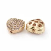 Brass Micro Pave Cubic Zirconia Beads