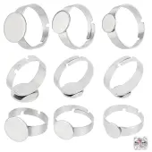 Beebeecraft 30Pcs 3 Size Ring Blanks 17mm Adjustable Ring Base Blank with Oval Flat Base Ring Trays for DIY Rings Making Crafts (Silver...