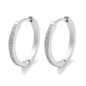 304 Stainless Steel Micro Pave Clear Cubic Zirconia Huggie Hoop Earrings