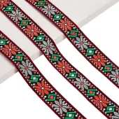 10 Yards Ethnic Style Polyester Jacquard Flower Ribbon