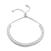 Brass Pave Clear Cubic Zirconia Square Box Chain Slider Bracelets