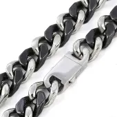 304 Stainless Steel & Ceramics Cuban Link Chain Necklaces for Women