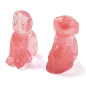 Cherry Quartz Glass Carved Dog Figurines