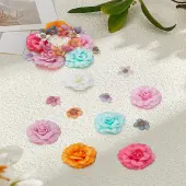 32Pcs 11 Styles Handmade Cloth & Silk Flower