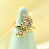 Ocean Theme Brass Micro Pave Cubic Zirconia Cuff Rings for Women