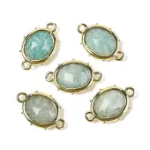 Natural Amazonite Faceted Oval Connector Charms