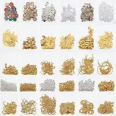 5 sets Alloy & Brass & Plastic & Glass Cabochons Set