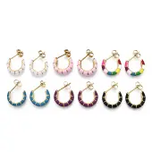 Enamel C-shape Stud Earrings