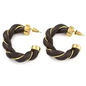 Brass & PU Leather Twist Stud Earrings
