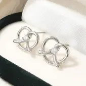 Rack Plating Heart Brass Micro Pave Clear Cubic Zirconia Stud Earrings