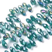 Electroplate Glass Faceted Teardrop Beads Strands