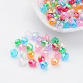 AB Color Transparent Acrylic Faceted Round Beads