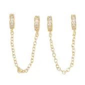 Brass Micro Pave Clear Cubic Zirconia Safety Chains