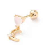 Heart & Moon Cubic Zirconia Dangle Stud Earrings