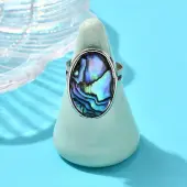 Brass & Natural Paua Shell Link Finger Rings