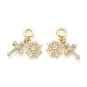 Brass Micro Pave Clear Cubic Zirconia European Dangle Charms