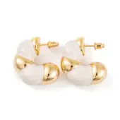 C-Shaped Brass Enamel Stud Earrings for Women