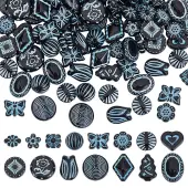 150Pcs 15 Styles Prussian Blue Opaque Acrylic Beads
