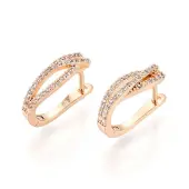 Brass Micro Pave Cubic Zirconia Stick Hoop Earrings