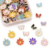 120Pcs 12 Styles Alloy Enamel Pendants