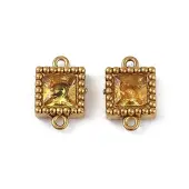 Ion Plating(IP) 304 Stainless Steel Cubic Zirconia Square Links Connector Charms
