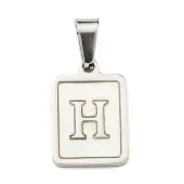304 Stainless Steel Pave Natural White Shell Pendants
