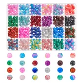 480Pcs 24 Colors Drawbench Glass Round Beads