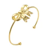 304 Stainless Steel Bowknot Cuff Bangles for Women