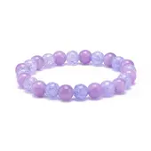 Natural Yellow Jade & Synthetic Crackle Quartz Round Beaded Stretch Bracelet for Women