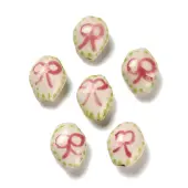 Flower Theme Printed Handmade Porcelain Beads