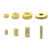 8Pcs 4 Styles Brass Micro Pave Cubic Zirconia Beads